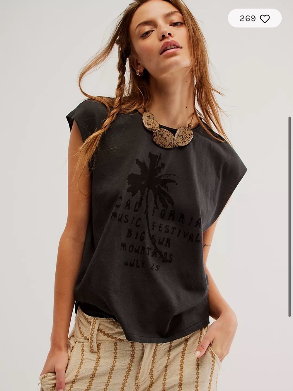 MOTHER Black Palm-Graphic Muscle Tee